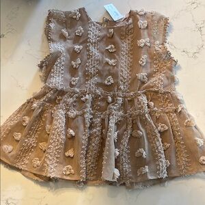 Charming Brown and Cream Textured Top